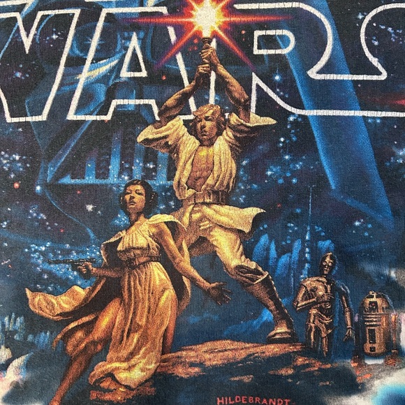 Vintage 90’s Star Wars Liquid Blue Tie-Dye T-Shirt Men’s Large - Picture 7 of 10